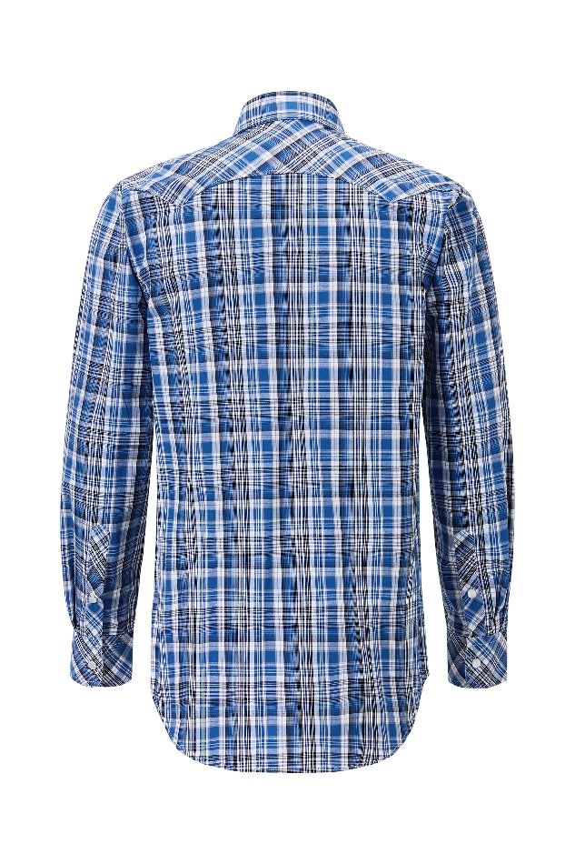 Shirt LS | Mens | Pilbara Western | Blue/Black/White - Snap Button