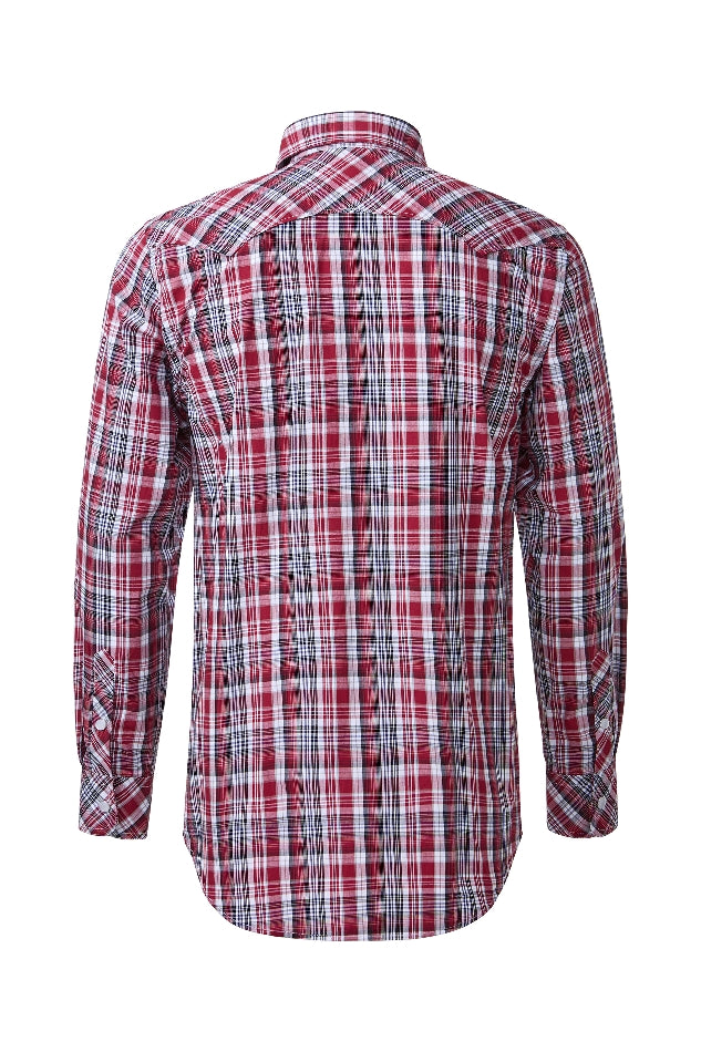 Shirt LS | Mens | Pilbara Western | Red/Black/White - Snap Button