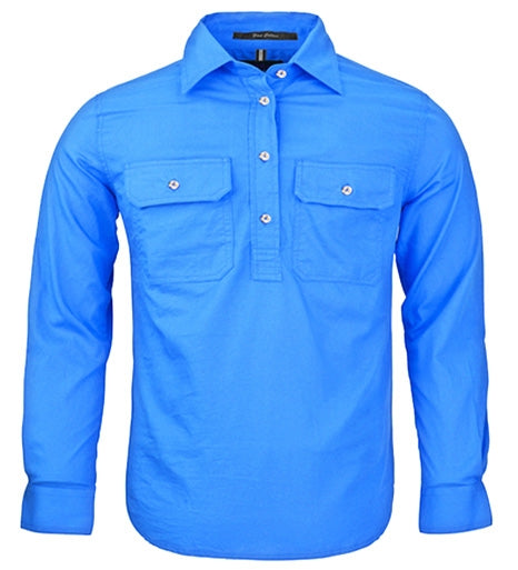 Kids | Shirt LS | Half Button | Pilbara | Light Blue