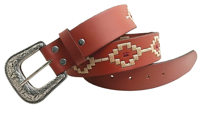 Belt | Mens | Pilbara Western | Dress Buckle Navajo - Tan