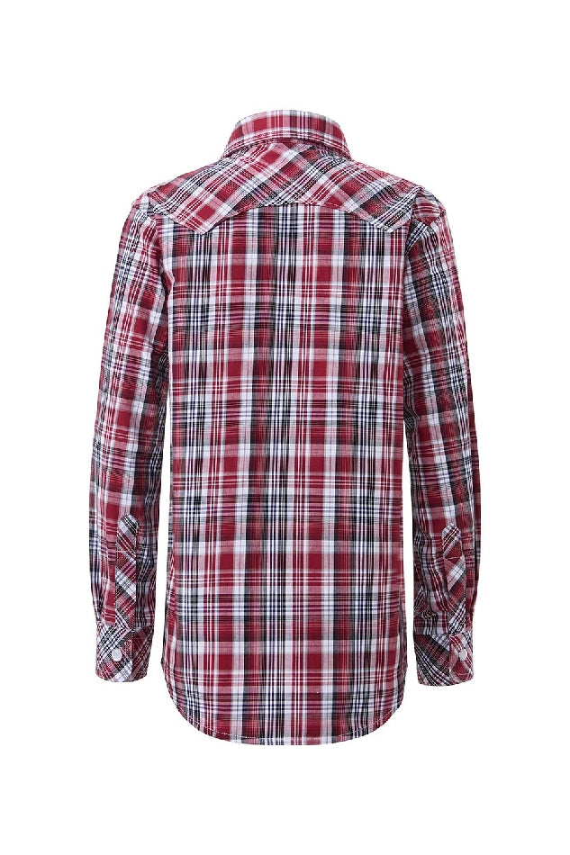 Shirt LS | Kids | Pilbara Western | Red/Black/White - Snap Button